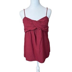Banana Republic Maroon Y2K‎ Babydoll Cami Tank Medium Tall Twisted Front Casual